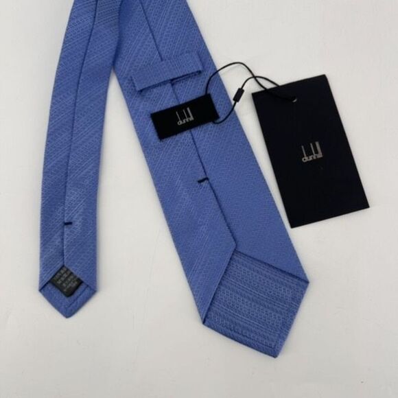 NWT Dunhill Men's 100% Mulberry Silk Jacquard Made In Italy Neck Tie Light Blue - Picture 8 of 8